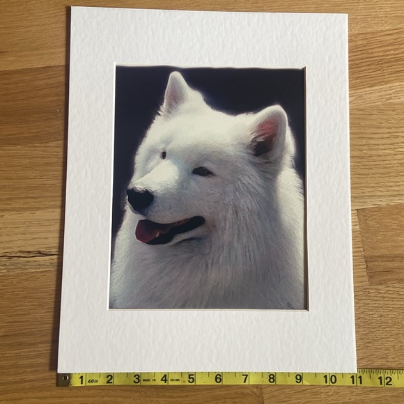 Samoyed Giclée Matted Print Mat White Dog Breed Fine Art of Watercolor Painting - Picture 4 of 9